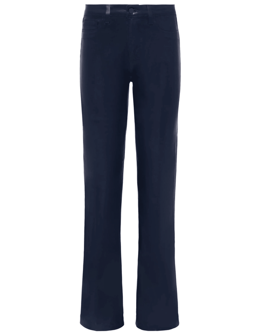 Front view of L'AGENCE Clayton High Rise Wide Leg Coated Jean in Deep Midnight Coated