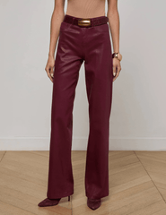 Front view of L’AGENCE Clayton High Rise Wide Leg Coated Jeans showing wide leg silhouette