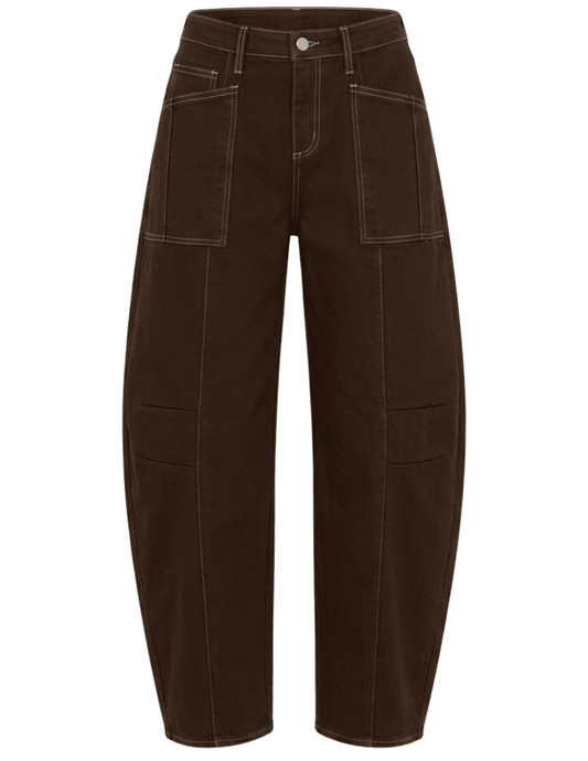 L'AGENCE Cody High Rise Barrel Jeans Brown Natural Contrast