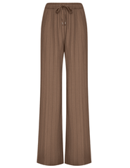 L'AGENCE Connie Drawstring Trouser in Mocha Tan Brown Pinstripe