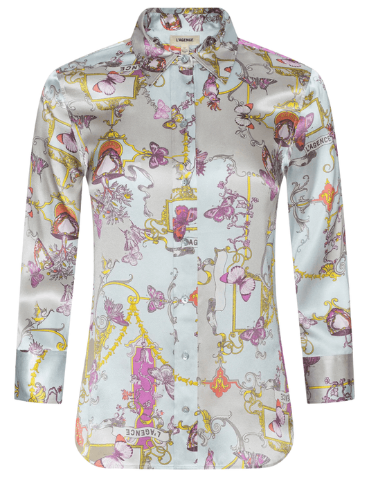 L’Agence Dani silk blouse in baroque toile print