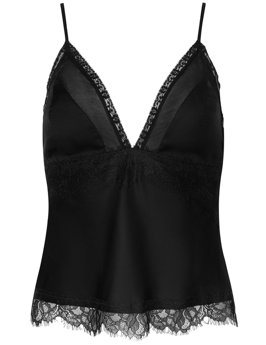 L'AGENCE Elka Mesh Lace Cami in Black