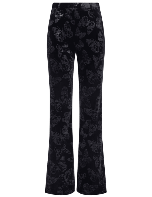 L’AGENCE Frances Velvet Bootcut Trouser in Black Butterfly