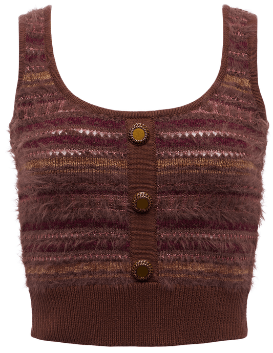 L’Agence Galene Mixed Stitch Tank in Natural Mauve Multi with buttons