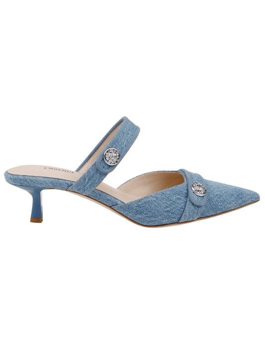 L’AGENCE Gilliane denim mule heel in light wash
