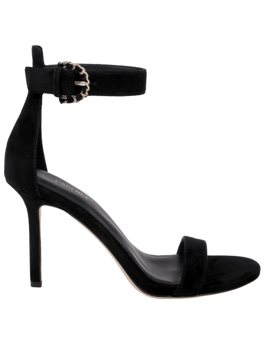 L'AGENCE Gisele Suede Heel Sandal in Black