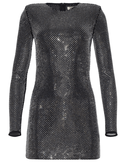 L’AGENCE Harlynn Crystal Mini Dress in Black Crystal