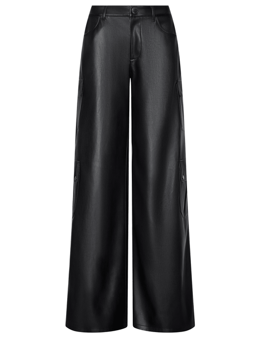 L’AGENCE Isolde Vegan Leather Cargo Pants in Black