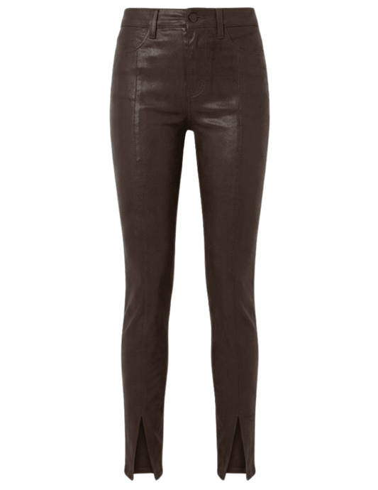 L’AGENCE Jyothi Coated Split Hem Jeans in Dark Java