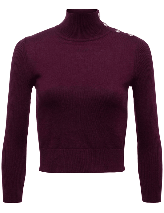 L’AGENCE Kamdyn Snap Button Mock Neck Sweater in Dark Port Gold
