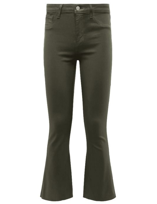 L'AGENCE Kendra High Rise Cropped Coated Jean Ash Olive