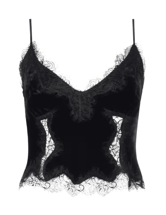 L'AGENCE Kimber Velvet Lace Camisole in Black