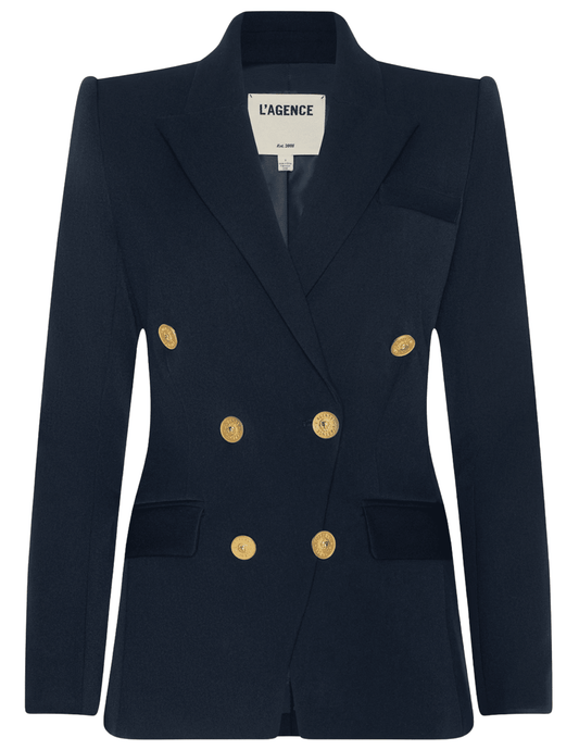 L'AGENCE Kyomi Double Breasted Blazer in Midnight