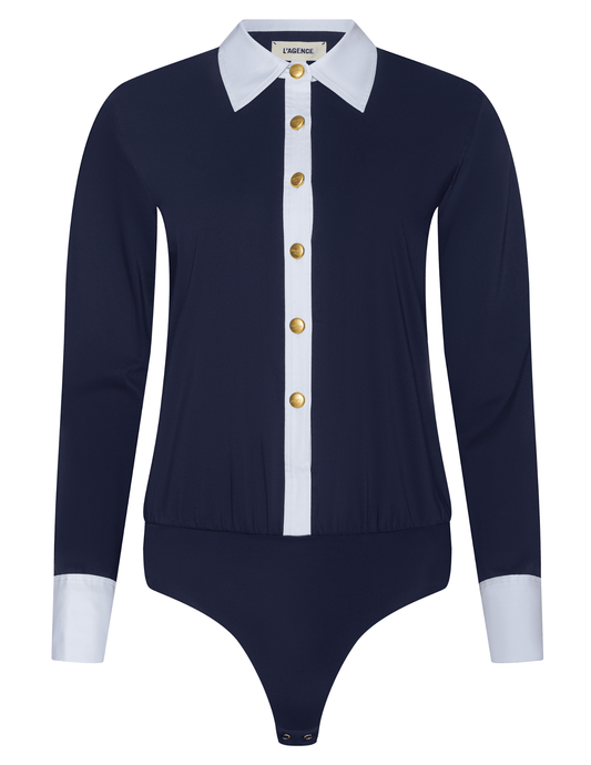 L’AGENCE Leslie bodysuit styled with denim