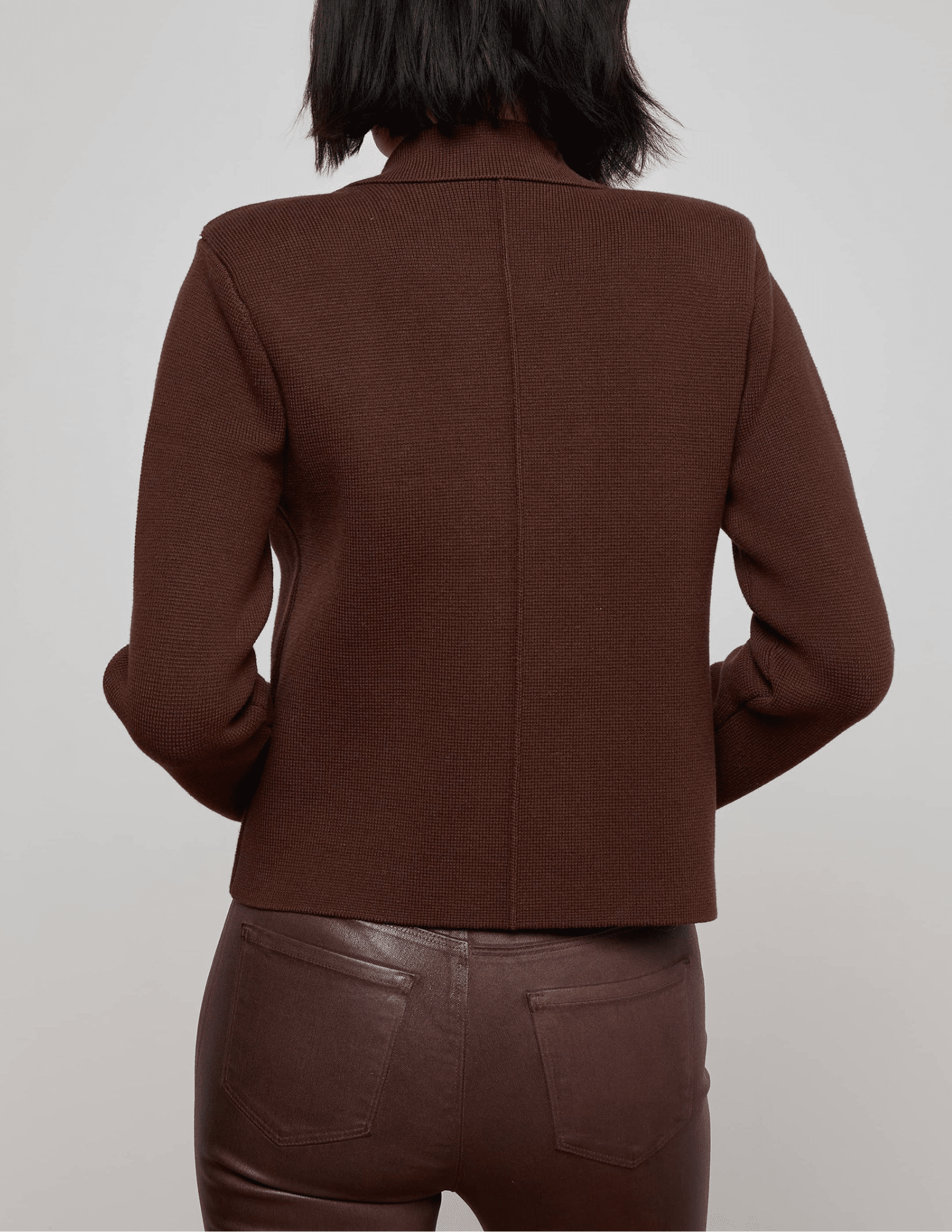 L’AGENCE Madilyn Double Breasted Knit Jacket in Chocolate Gold – back view