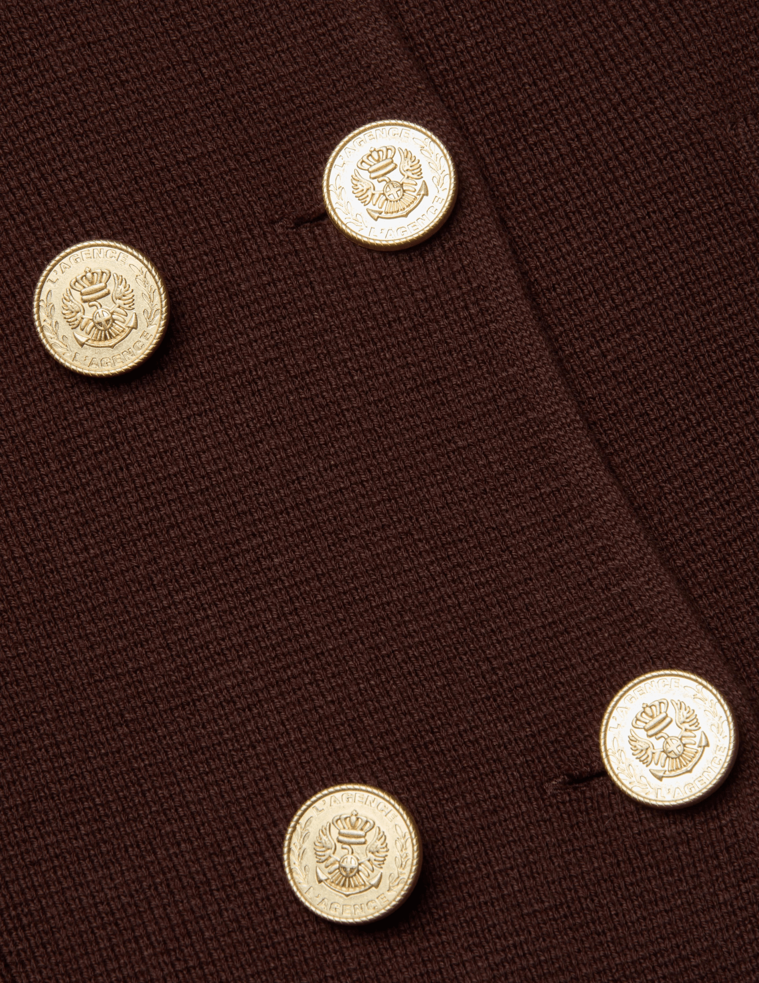 Chocolate gold knit jacket – double breasted designer style"