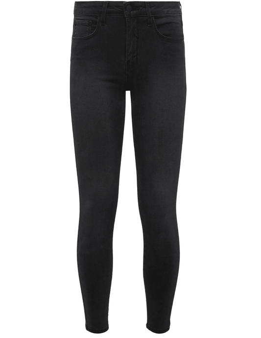 L’Agence Marguerite High-Rise Skinny Jeans Dark Graphite – high waist tapered leg designer jeans for women