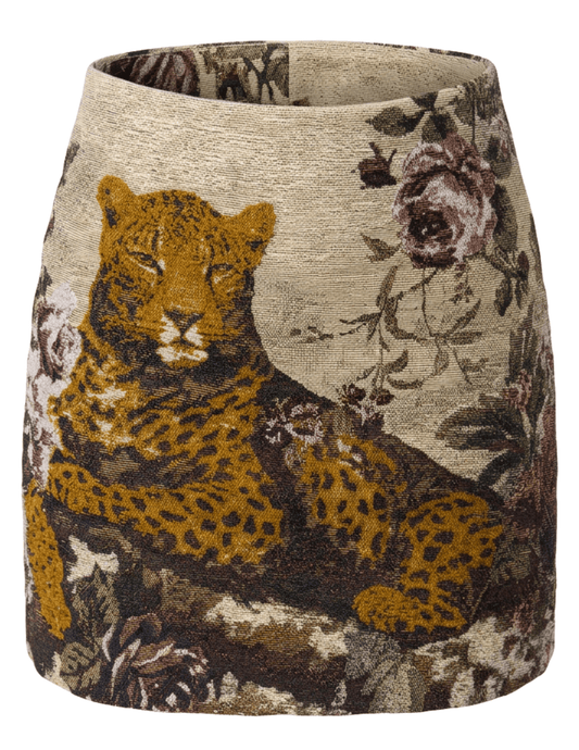 L’AGENCE Marseille Mini Skirt in Multi Leopard Tapestry