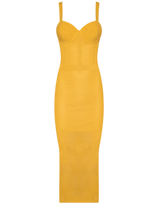 L'AGENCE Michelle knit midi dress in Golden Spice