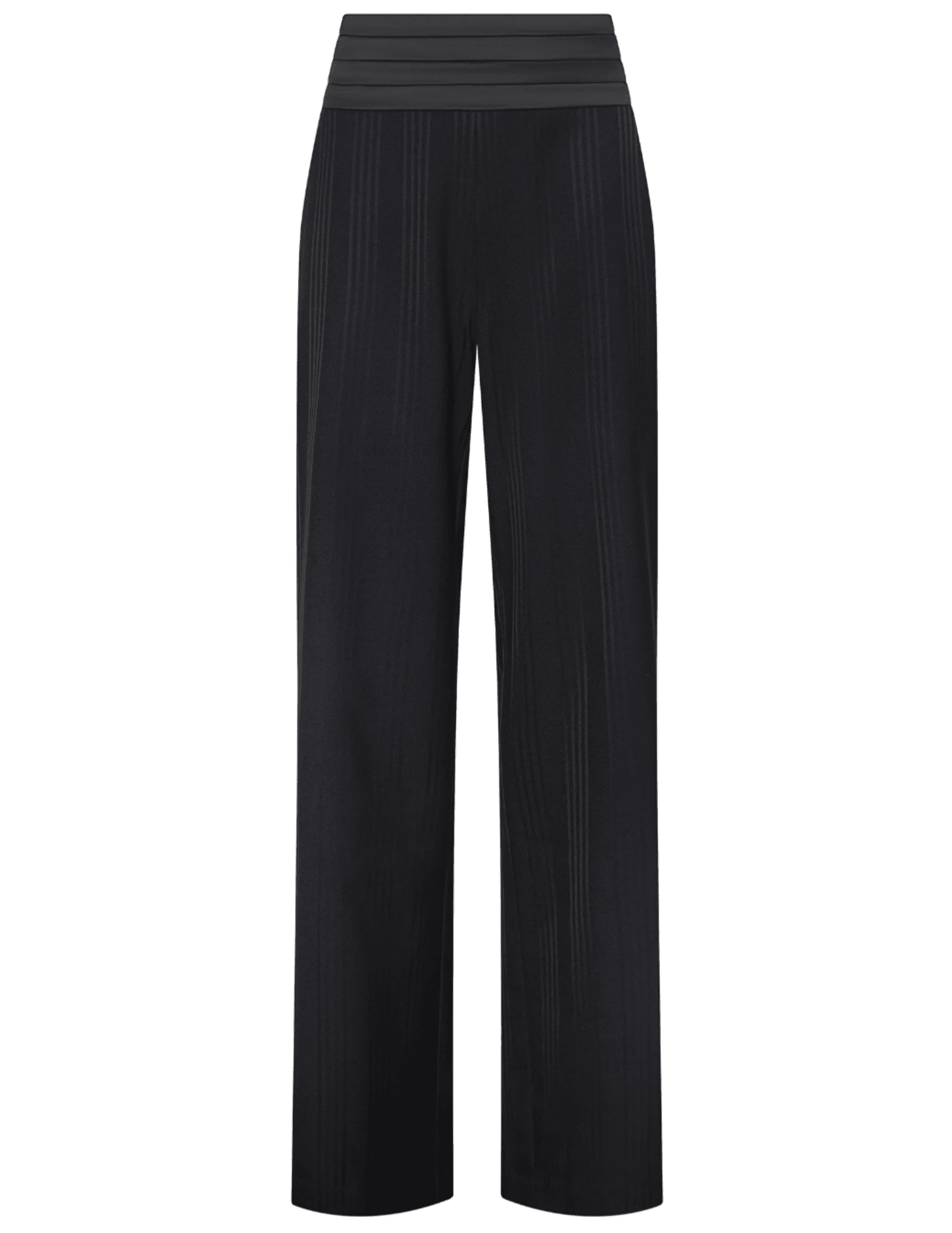 L’AGENCE Minerva Cummerbund Trouser in Black Shadow Stripe with high rise and wide leg
