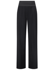 L’AGENCE Minerva Cummerbund Trouser in Black Shadow Stripe with high rise and wide leg