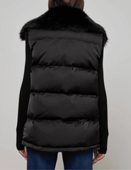 "L’AGENCE Nalo Faux Fur Collar Puffer Vest in Black