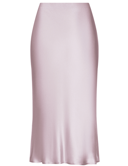 L'AGENCE Perin Silk Midi Skirt in Icy Lilac front view