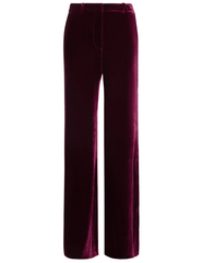 Front view of L’AGENCE Pilar Velvet Wide Leg Pant in Dark Port velvet