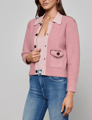 Back view of L’AGENCE Poetry cropped cardigan