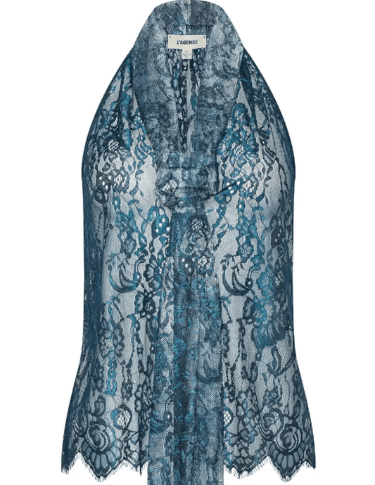 L’AGENCE Reece lace blouse in deep teal