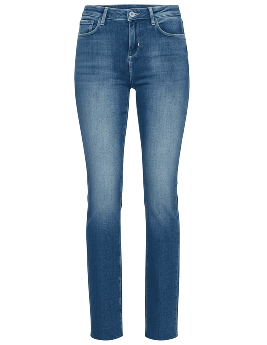 L’AGENCE Ruth High Rise Straight Jean in Castro medium-blue stretch denim