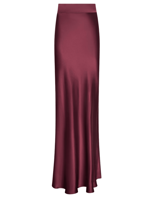 L'AGENCE Ryker Silk Maxi Skirt in Merlot Red