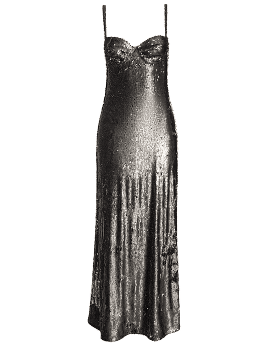 L'AGENCE Sayla Sequin Maxi Dress in Smokey Olive | Steven Dann