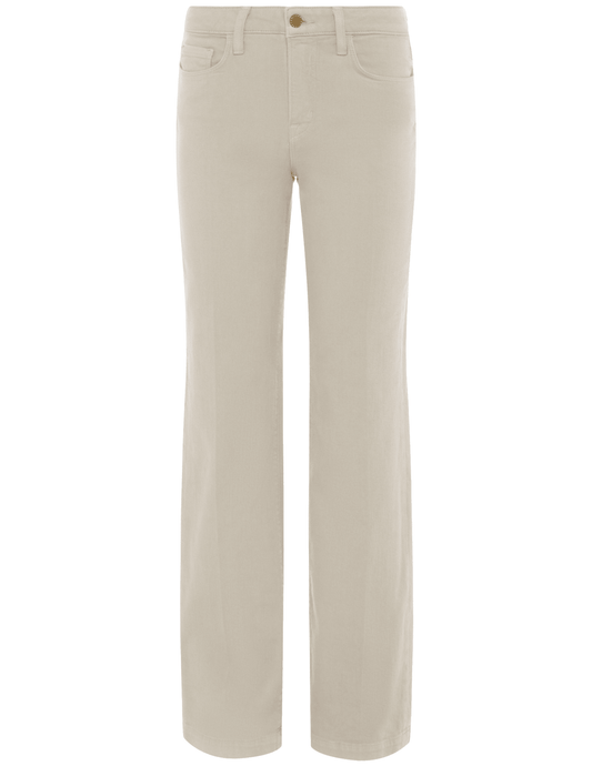 L'AGENCE Scottie high rise wide leg jeans in Biscuit wash, women’s light neutral-toned denim with a flattering high waist and relaxed wide leg fit-front view