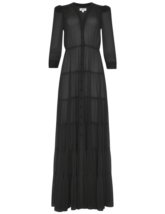 L’AGENCE Seraphina Tiered Maxi Dress in black