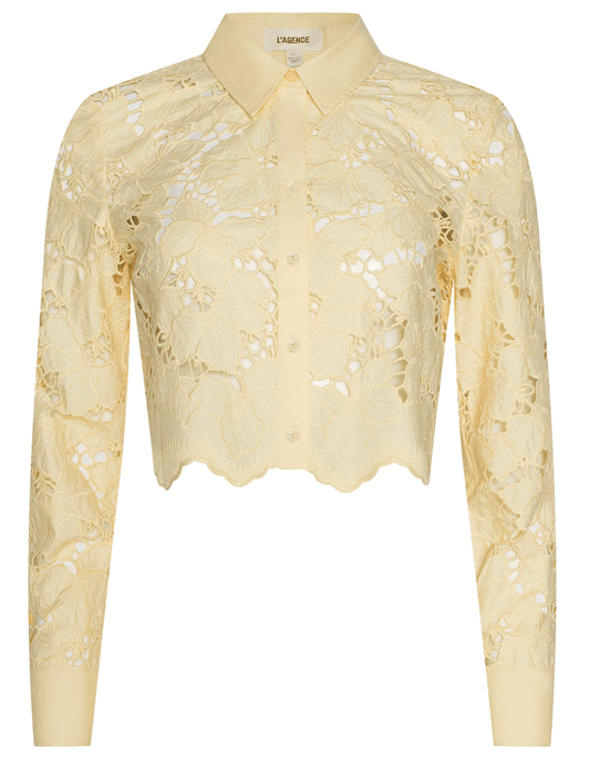 L'Agence Seychelle lace cropped blouse in lemon sorbet