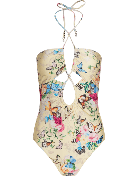 L’AGENCE Shiva one piece swimsuit in yellow butterfly print