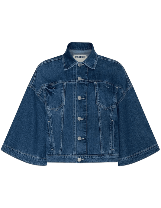 L'AGENCE Silas Cape Denim Jacket in Orwood