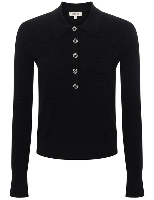 L'Agence - L'Agence Sterling Collared Embellished Sweater - Buy Online