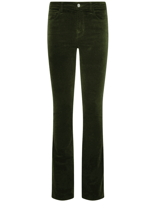 L'AGENCE Stevie Velvet Jean in Army green stretch velvet