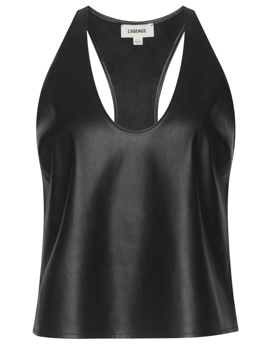 L'AGENCE Tullia Vegan Leather Tank Black
