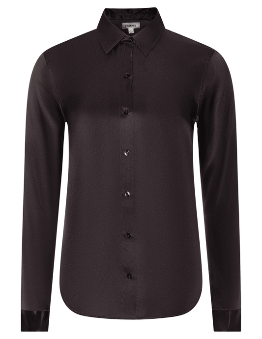 L'AGENCE Tyler Silk Blouse in Dark Java