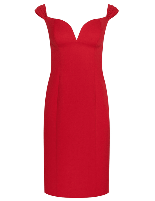 L'AGENCE Vivie V-Wire Dress in Lipstick Red