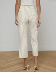 L’Agence Wanda cropped wide leg pant ecru navy stripe back view