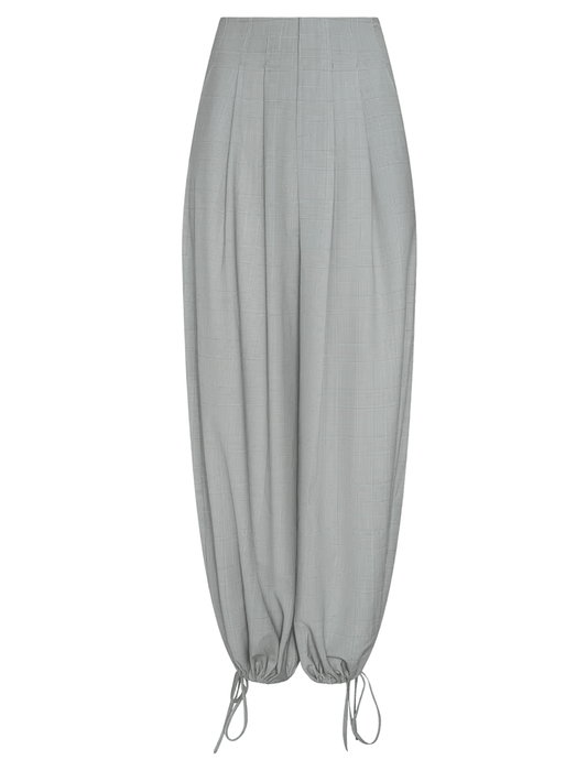 L'AGENCE Ysola Drawstring Hem Pant in Ivory Tan Blue Plaid