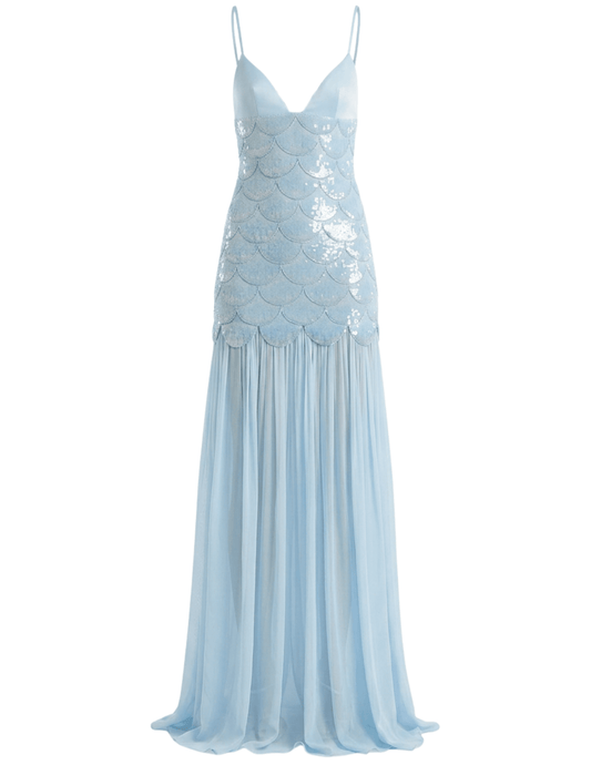 Retrofête Eileyn embroidered maxi dress in light blue