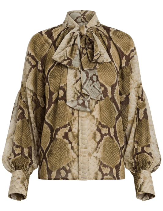 Retrofête Maika Chiffon Blouse in Snakeskin