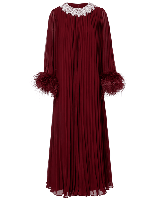 Self-Portrait chiffon feather midi dress