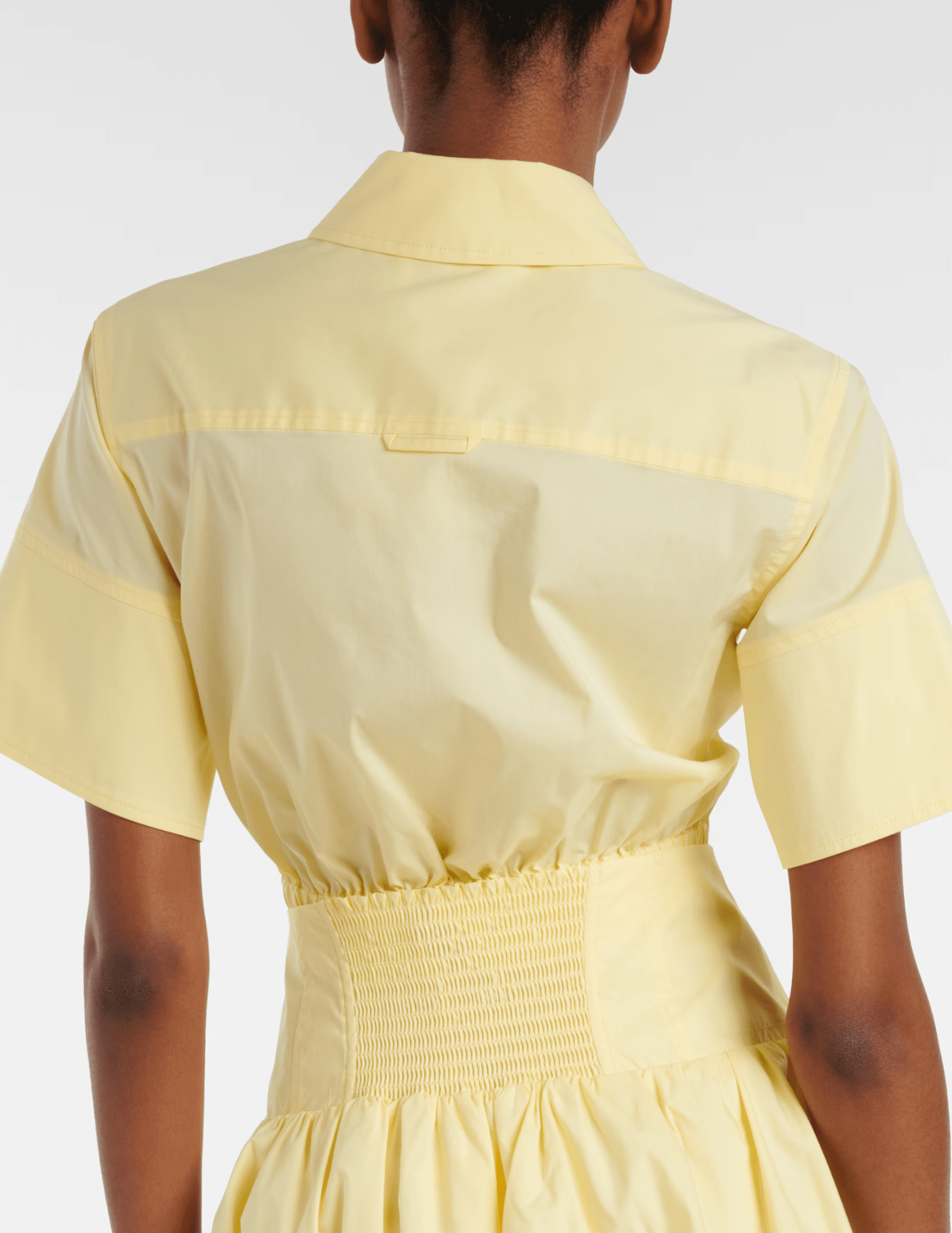 Simkhai buttercream short sleeve crop top with structured fit back view
