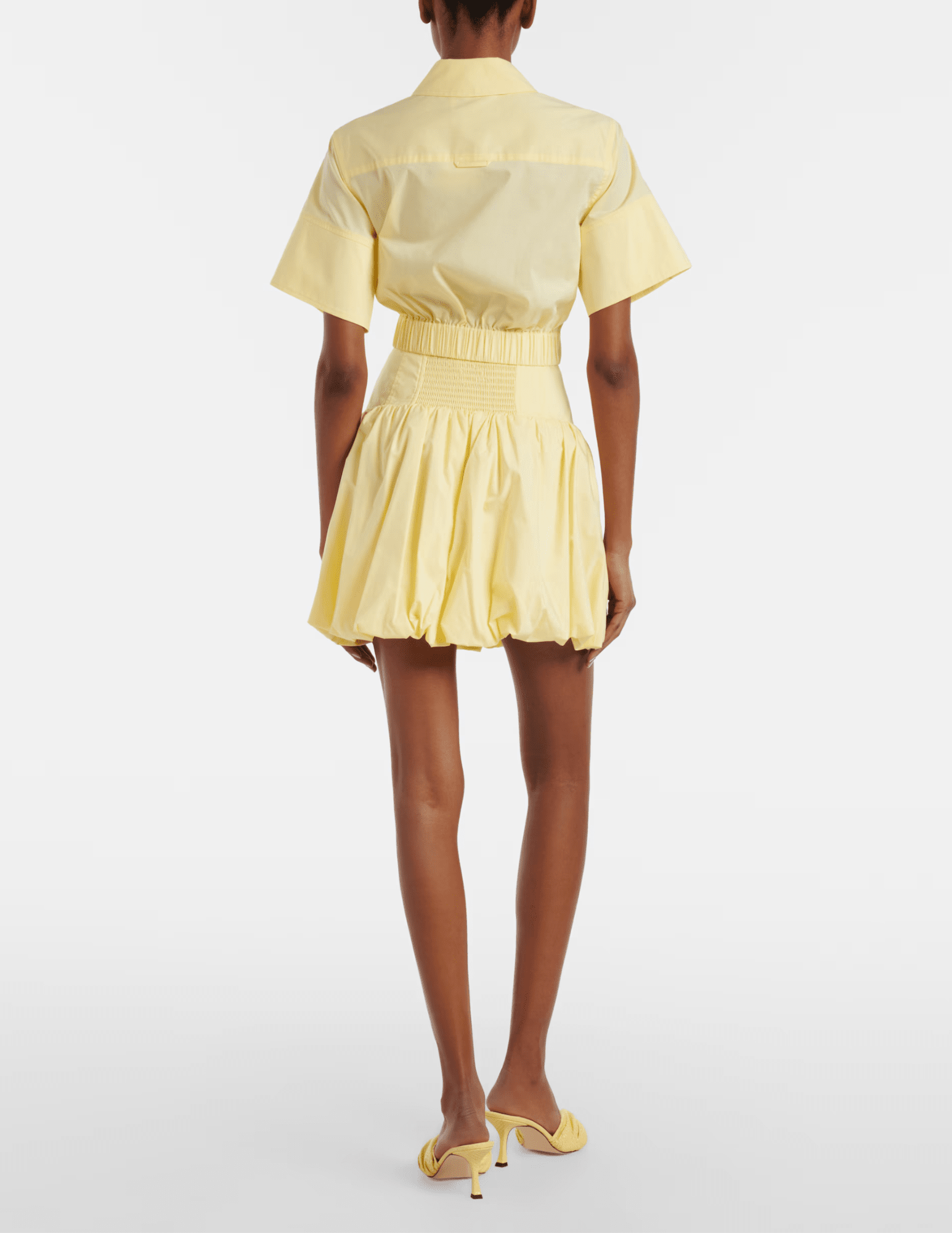 Simkhai buttercream short sleeve crop top with structured fit back view